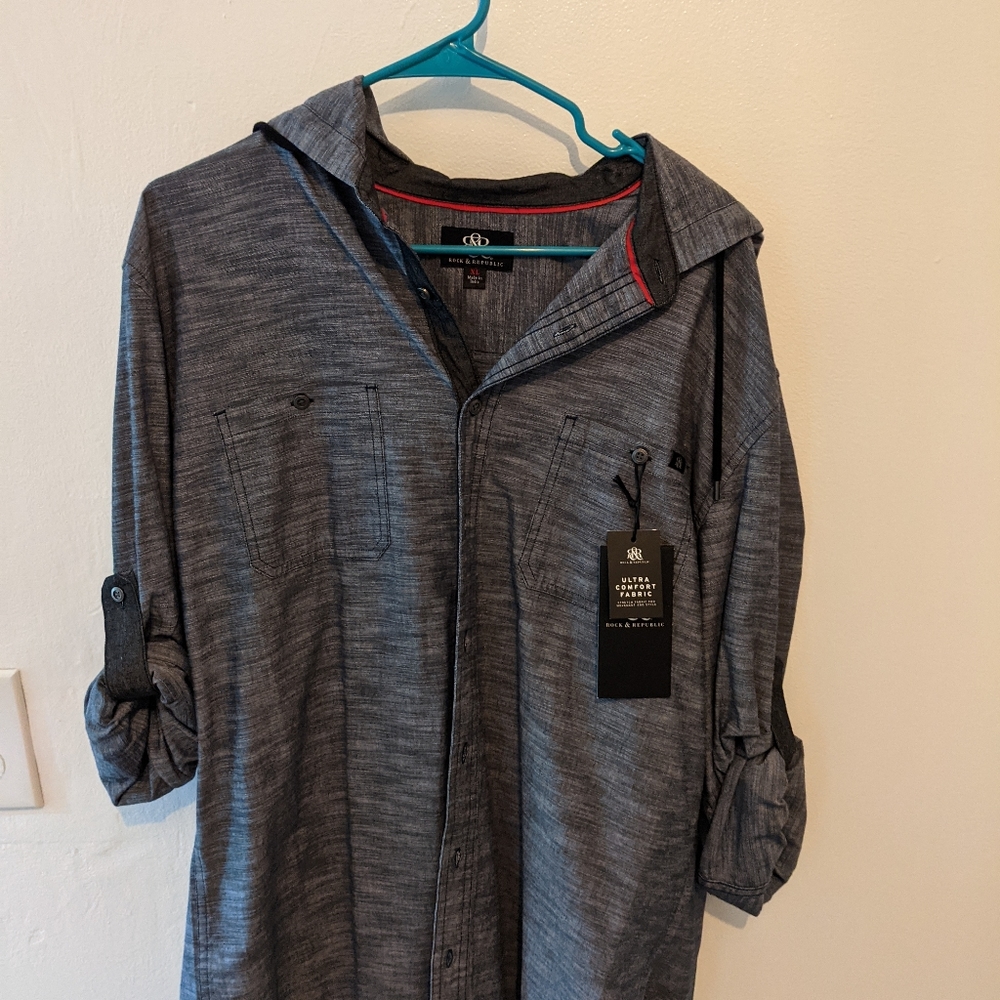 Men's new large long sleeve hoodie t shirt designer rock and republic